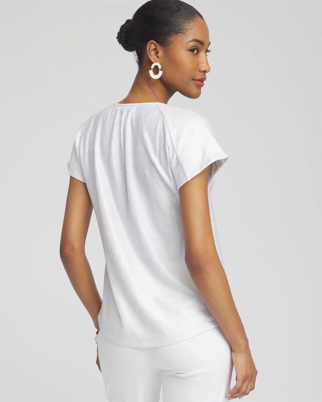 Linen Stretch Metallic Tee - image 3
